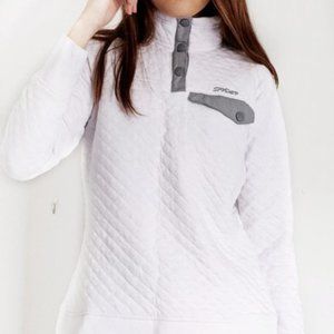 NEW SPYDER Gray White Diamond Quilted jacket Pullover Sweatshirt M
